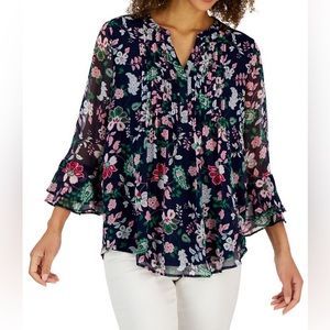 Women's Paisley Pintuck Top petite XXS